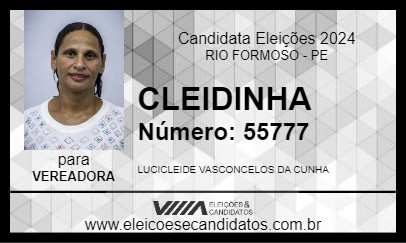 Candidato CLEIDINHA 2024 - RIO FORMOSO - Eleições