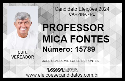 Candidato PROFESSOR MICA FONTES 2024 - CARPINA - Eleições