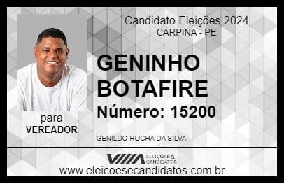 Candidato GENINHO BOTAFIRE 2024 - CARPINA - Eleições