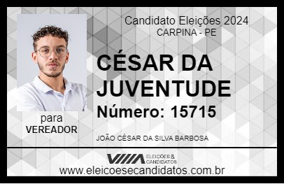 Candidato CÉSAR DA JUVENTUDE 2024 - CARPINA - Eleições