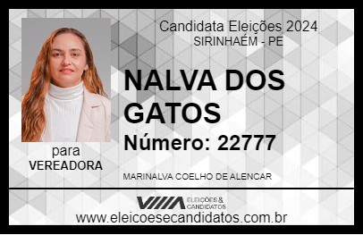 Candidato NALVA DOS GATOS 2024 - SIRINHAÉM - Eleições