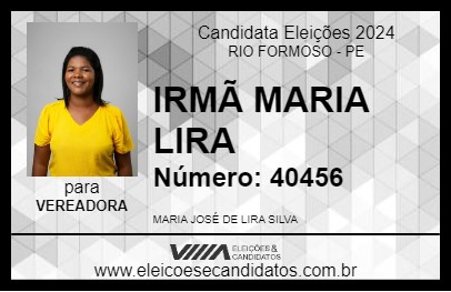 Candidato IRMÃ MARIA LIRA 2024 - RIO FORMOSO - Eleições