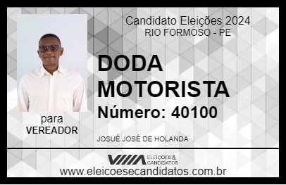 Candidato DODA MOTORISTA 2024 - RIO FORMOSO - Eleições