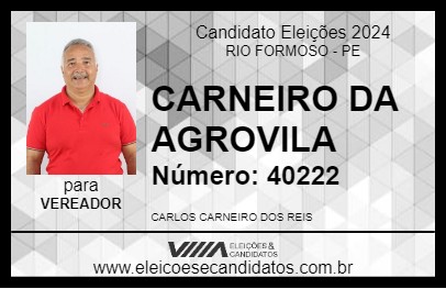 Candidato CARNEIRO DA AGROVILA 2024 - RIO FORMOSO - Eleições