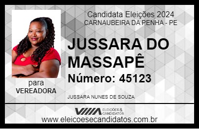 Candidato JUSSARA DO MASSAPÊ 2024 - CARNAUBEIRA DA PENHA - Eleições