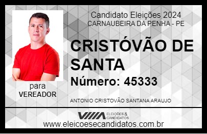 Candidato CRISTÓVÃO DE SANTA 2024 - CARNAUBEIRA DA PENHA - Eleições