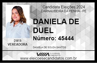 Candidato DANIELA DE DUEL 2024 - CARNAUBEIRA DA PENHA - Eleições