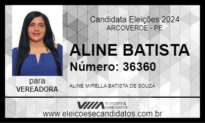 Candidato ALINE BATISTA 2024 - ARCOVERDE - Eleições