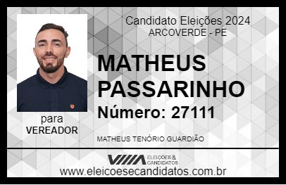 Candidato MATHEUS PASSARINHO 2024 - ARCOVERDE - Eleições