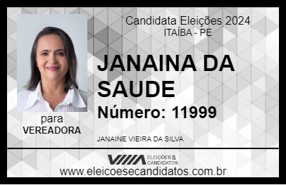 Candidato JANAINA DA SAUDE 2024 - ITAÍBA - Eleições