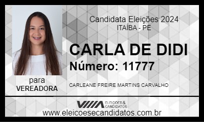 Candidato CARLA DE DIDI 2024 - ITAÍBA - Eleições