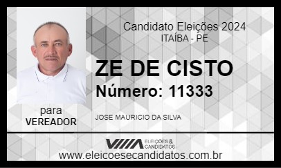 Candidato ZE DE CISTO 2024 - ITAÍBA - Eleições