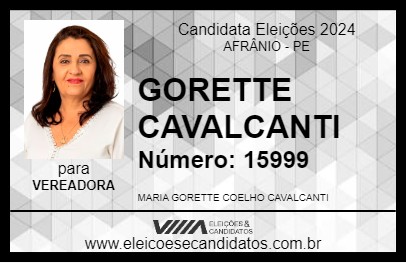 Candidato GORETTE CAVALCANTI 2024 - AFRÂNIO - Eleições