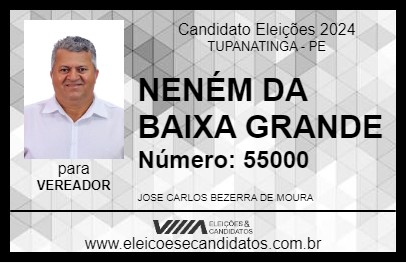 Candidato NENÉM DA BAIXA GRANDE 2024 - TUPANATINGA - Eleições