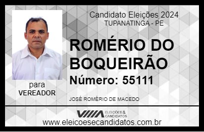 Candidato ROMÉRIO DO BOQUEIRÃO 2024 - TUPANATINGA - Eleições