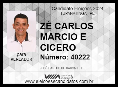 Candidato ZÉ CARLOS COLETIVO 2024 - TUPANATINGA - Eleições