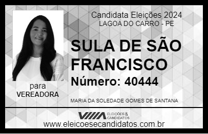 Candidato SULA DE SÃO FRANCISCO 2024 - LAGOA DO CARRO - Eleições