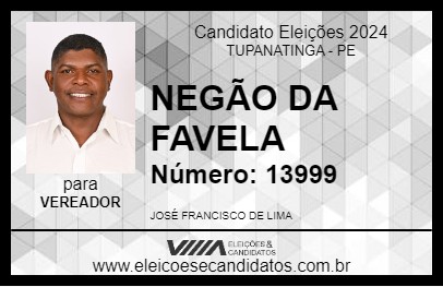 Candidato NEGÃO DA FAVELA 2024 - TUPANATINGA - Eleições