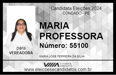 Candidato MARIA PROFESSORA 2024 - CONDADO - Eleições