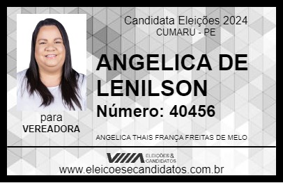 Candidato ANGELICA DE LENILSON 2024 - CUMARU - Eleições