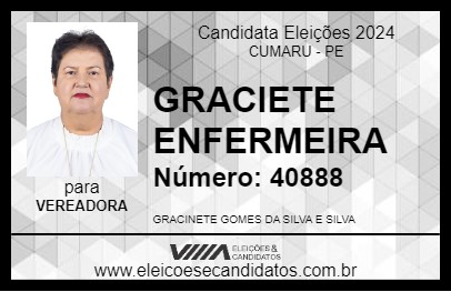 Candidato GRACIETE ENFERMEIRA 2024 - CUMARU - Eleições