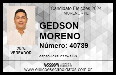 Candidato GEDSON MORENO 2024 - MORENO - Eleições