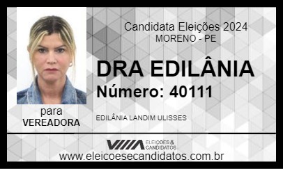 Candidato DRA EDILÂNIA 2024 - MORENO - Eleições