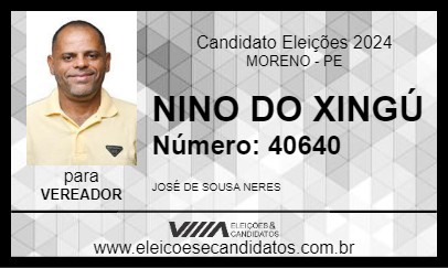 Candidato NINO DO XINGÚ 2024 - MORENO - Eleições