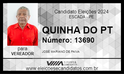 Candidato QUINHA DO PT 2024 - ESCADA - Eleições