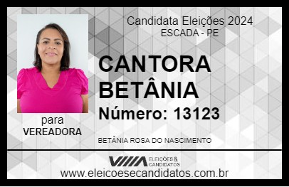 Candidato CANTORA BETÂNIA 2024 - ESCADA - Eleições