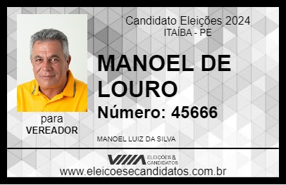 Candidato MANOEL DE LOURO 2024 - ITAÍBA - Eleições