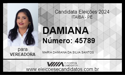 Candidato DAMIANA 2024 - ITAÍBA - Eleições