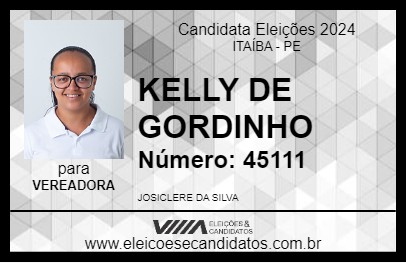 Candidato KELLY DE GORDINHO 2024 - ITAÍBA - Eleições