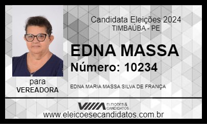 Candidato EDNA DA 3. IDADE 2024 - TIMBAÚBA - Eleições