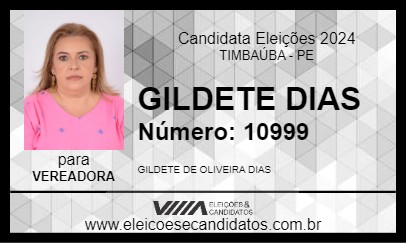 Candidato GILDETE DIAS 2024 - TIMBAÚBA - Eleições