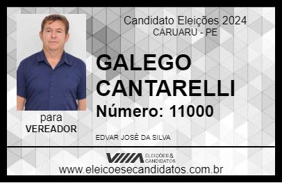 Candidato GALEGO CANTARELLI 2024 - CARUARU - Eleições