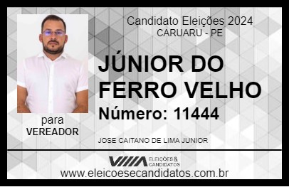 Candidato JÚNIOR DO FERRO VELHO 2024 - CARUARU - Eleições