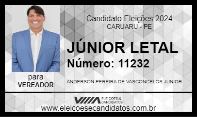 Candidato JÚNIOR LETAL 2024 - CARUARU - Eleições