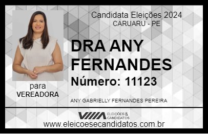 Candidato DRA ANY FERNANDES 2024 - CARUARU - Eleições