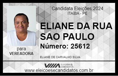 Candidato ELIANE DA RUA SAO PAULO 2024 - ITAÍBA - Eleições