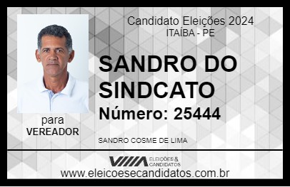 Candidato SANDRO DO SINDCATO 2024 - ITAÍBA - Eleições