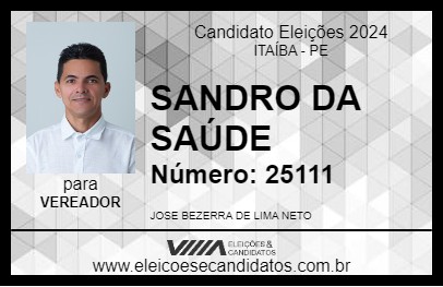 Candidato SANDRO DA SAÚDE 2024 - ITAÍBA - Eleições