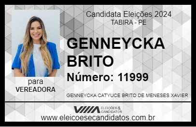 Candidato GENNEYCKA BRITO 2024 - TABIRA - Eleições