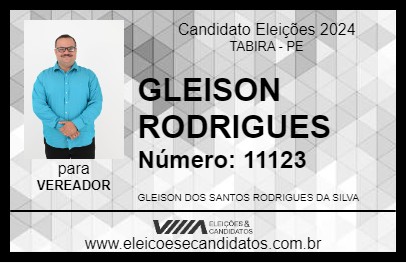 Candidato GLEISON RODRIGUES 2024 - TABIRA - Eleições