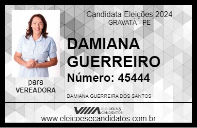 Candidato DAMIANA GUERREIRO 2024 - GRAVATÁ - Eleições