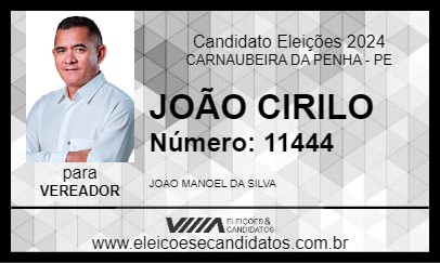 Candidato JOÃO CIRILO 2024 - CARNAUBEIRA DA PENHA - Eleições