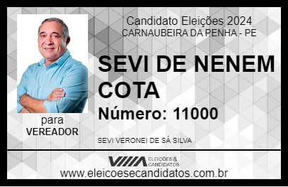 Candidato SEVI DE NENEM COTA 2024 - CARNAUBEIRA DA PENHA - Eleições