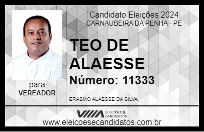 Candidato TEO DE ALAESSE 2024 - CARNAUBEIRA DA PENHA - Eleições