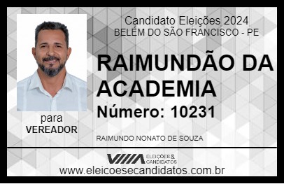 Candidato RAIMUNDÃO DA ACADEMIA 2024 - BELÉM DO SÃO FRANCISCO - Eleições