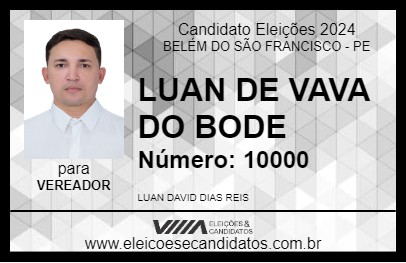 Candidato LUAN DE VAVA DO BODE 2024 - BELÉM DO SÃO FRANCISCO - Eleições